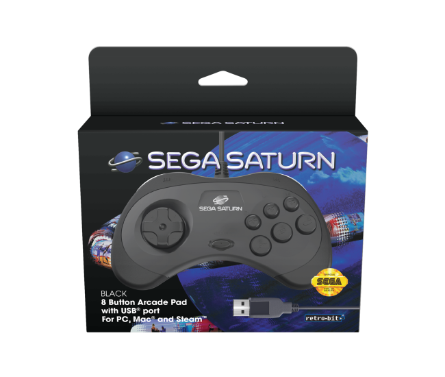 Retro-Bit SEGA Saturn USB Controller Black