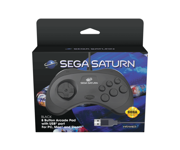 Retro-Bit SEGA Saturn USB Controller Black
