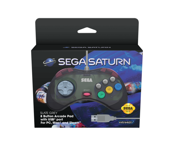 Retro-Bit SEGA Saturn USB Controller Slate Grey